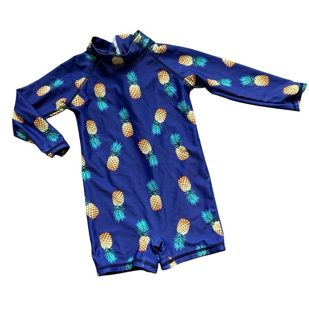 Baby Girls Pineapple Print Rash Guard Full Body Swimsuit Bathing Suit Sz 9-12 m